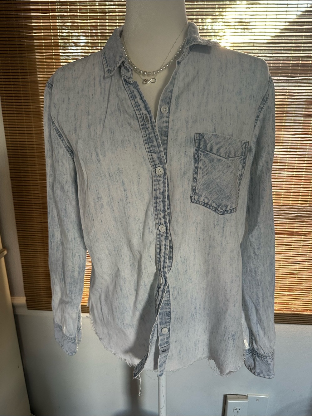 Rails Light Wash Denim Button-Up Shirt - Pale Blue - Picture 2 of 7